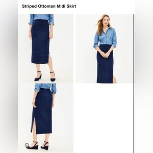 Petite Striped Ottoman Midi Skirt -XS